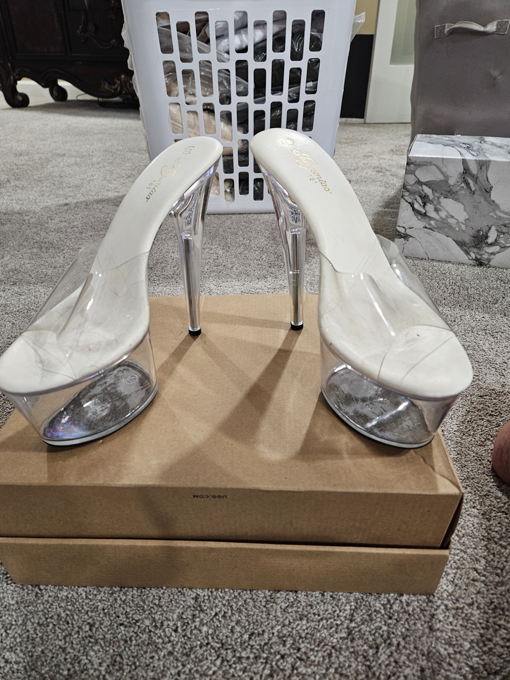 Clear Platform Stiletto Heels - White Insole